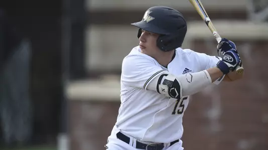 Noah Levin awaits a pitch in the batter's box.