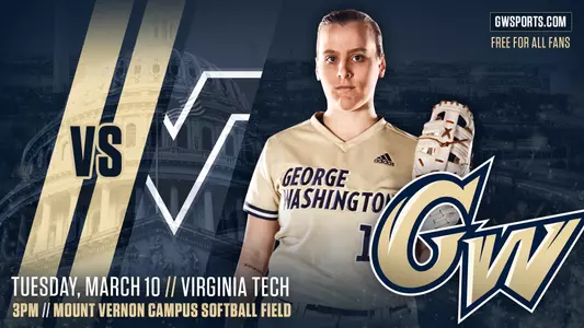 GRAPHIC: GW softball vs. Virginia Tech, March 10, 3 p.m.