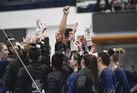 Gymnastics team hudle