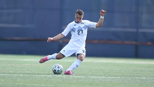 Matthew Brummet hits a free kick.
