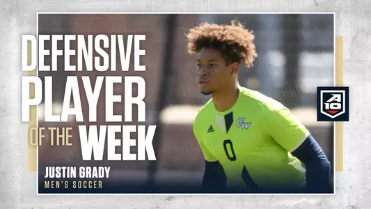 GRAPHIC: Justin Grady, Men's Soccer, A-10 Defensive Player of the Week
