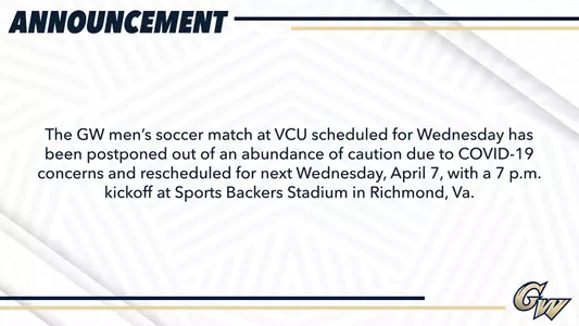 GRAPHIC: GW men's soccer at VCU postponed