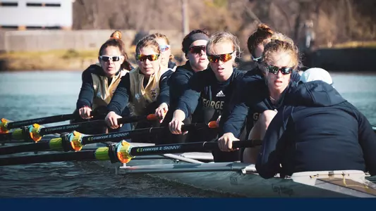 Women's rowing practices on the Potomac River.