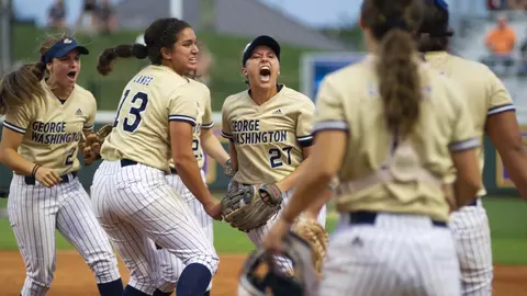 Hannah Eslick celebrates a defensive gem at the Baton Rouge Regional.