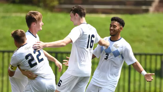 Oscar Haynes Brown celebrates his goal vs. VMI.