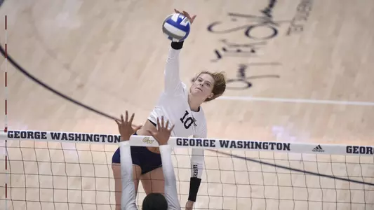 Liv Womble attacks the ball vs. Georgetown