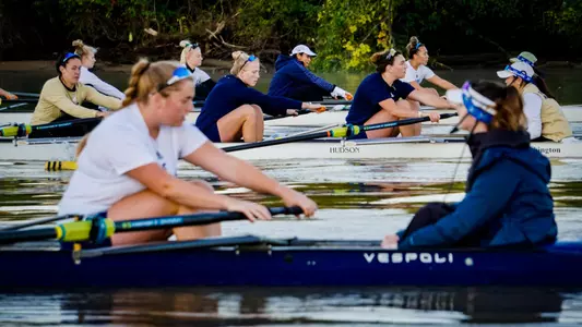 Women's rowing competes on the Potomac