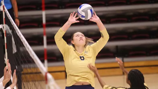 Lauren LaBeck delivers a set vs. Bellarmine