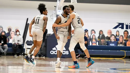 Joe Bamisile celebrates vs. George Mason.