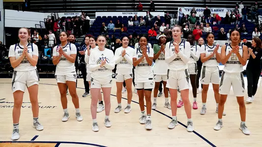 Women's Basketball Celebrates Following its Win Over Manhattan
