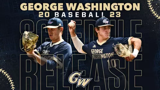 GW Baseball 2023 Schedule Release Graphic