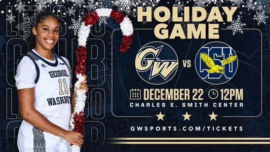 GW Women's Basketball 2022-23 Holiday Game v. Coppin State Graphic