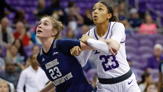Faith Blethen boxes out against TCU