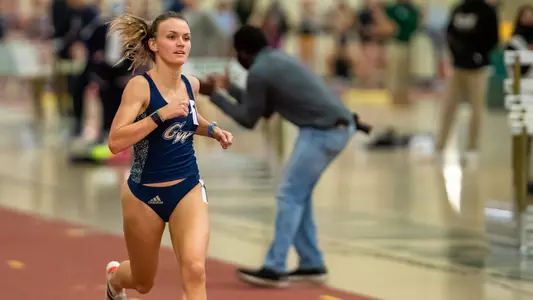 Margaret Coogan runs at the Patriot Games Indoor Invitational
