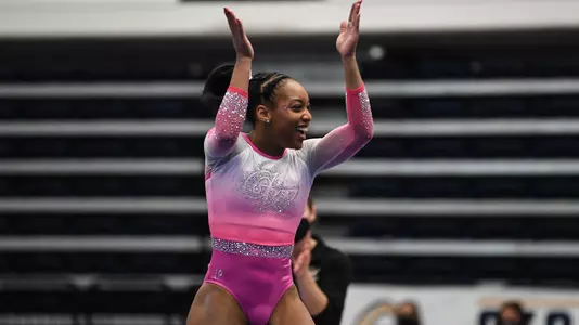 Deja Chambliss celebrates at Pink Meet