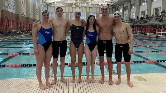 GW swimmers pose at the Cavalier Invitational.