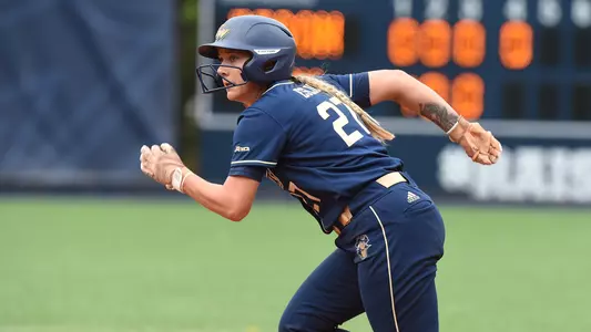 Hannah Eslick runs to second base.