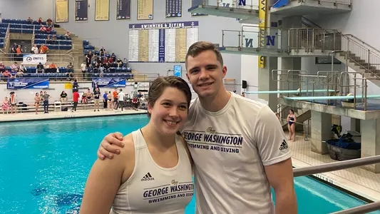 Spencer Bystrom & Jamie Doak pose at the NCAA Zone A Diving Championships.