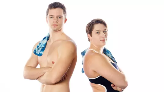 Spencer Bystrom and Jamie Doak pose during a preseason photo shoot.