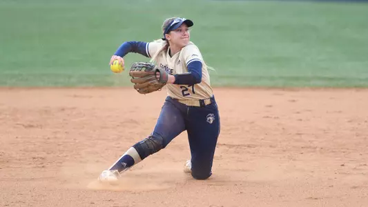 Hannah Eslick makes a throw vs. Dayton.