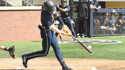 Cade Fergus gets a hit against St. Bonaventure