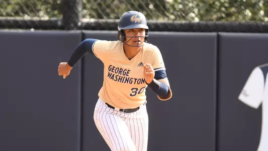 Mia Parker runs to first vs. Georgetown.