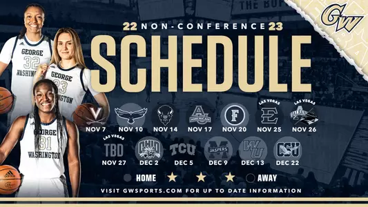 GW WBB 2022-23 Non-Conference Schedule Graphic