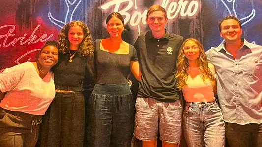 Chloe Hernandez with her intern team at Red Peg Marketing