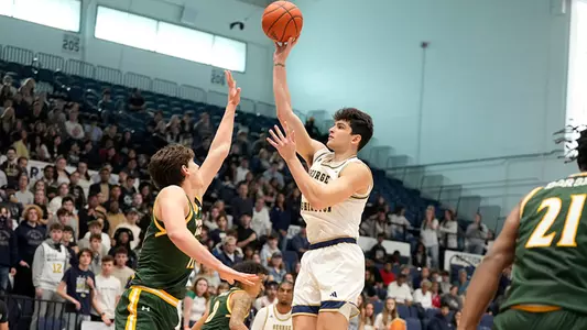 Garrett Johnson shoots a jumper against William & Mary