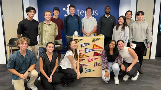 Kevin Conlon with his internship class at Tegus