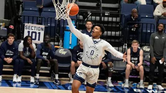 Trey Autry lays the ball in against New Hampshire