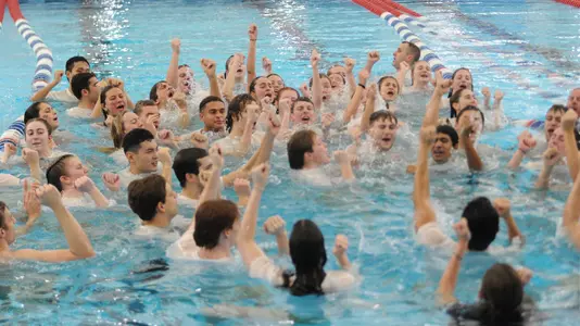 Swimming and Diving A-10 Championship Celebration.