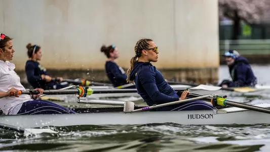 Women's Rowing practices on the Potomac