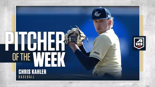 Chris Kahler holds the ball on the pitcher's mound