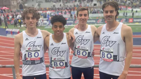 Men's Distance Medley Relays poses at the Penn Relays