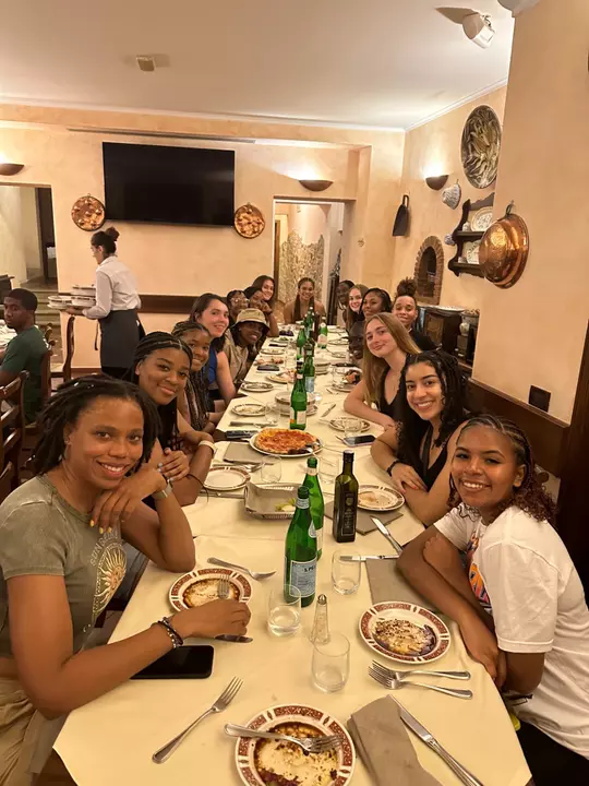 Women's basketball team dinner in Italy