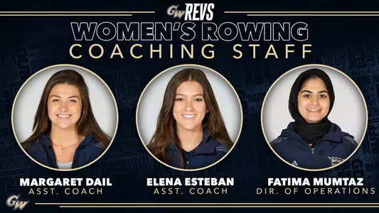 Women's rowing coaching staff graphic announcement