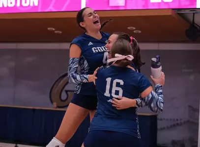 Volleyball Celebrates Victory over Fordham