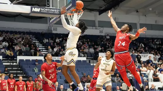 Gerald Drumgoole Jr. glides to the rim against NJIT