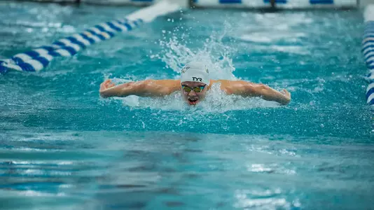 Connor Rodgers swimming and the A-10 Championships