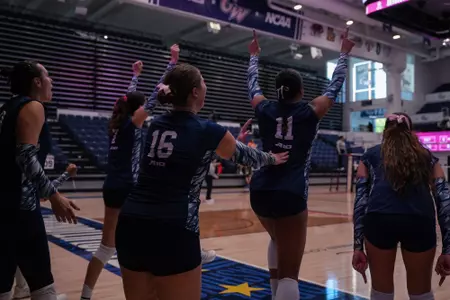 Riley Samuel Celebrates Match Point over Fordham