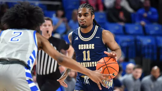 James Bishop IV dribbles against Saint Louis