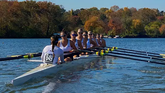 Women's rowing practicing on the water