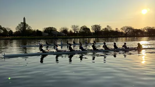 Women's rowing practices on the Potomac