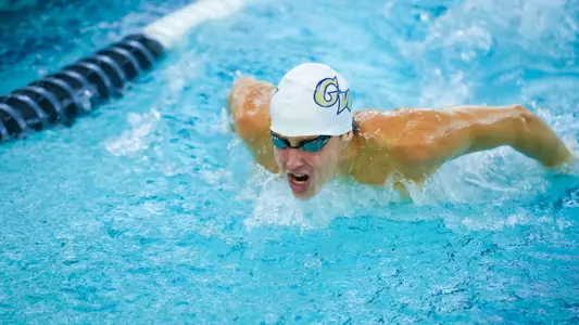 Men's swimming and diving swimming butterfly at a recent practice