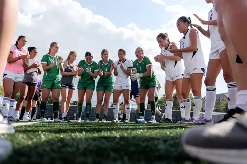 Women's Soccer Team Huddle vs. Howard