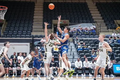 Garrett Johnson hits a floater at Army