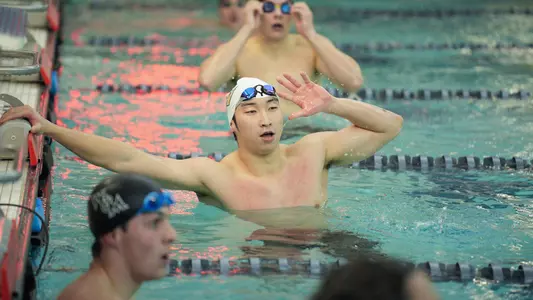 Daniel Choi celebrating win vs. W&M