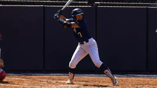 Emi Todoroki batting at the GW Softball Field