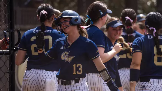Kaylee Layfield smiling at the GW Softball Field